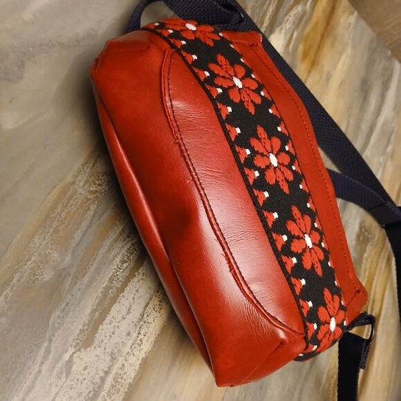 New Southwestern New Mexico style Shoulder Purse Tapestry trim Red Black Vinyl - Picture 7 of 12